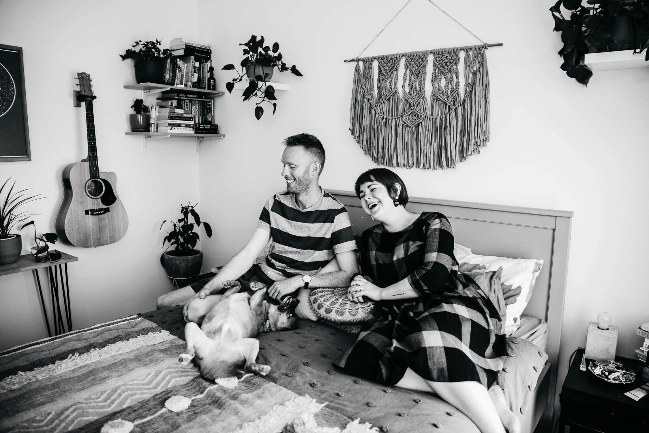 Family, Wedding & Newborn Photographer in Melbourne | Gill Juergens Photography | Engagement - in home photos with Diesel the dog | Gill Juergens Photography