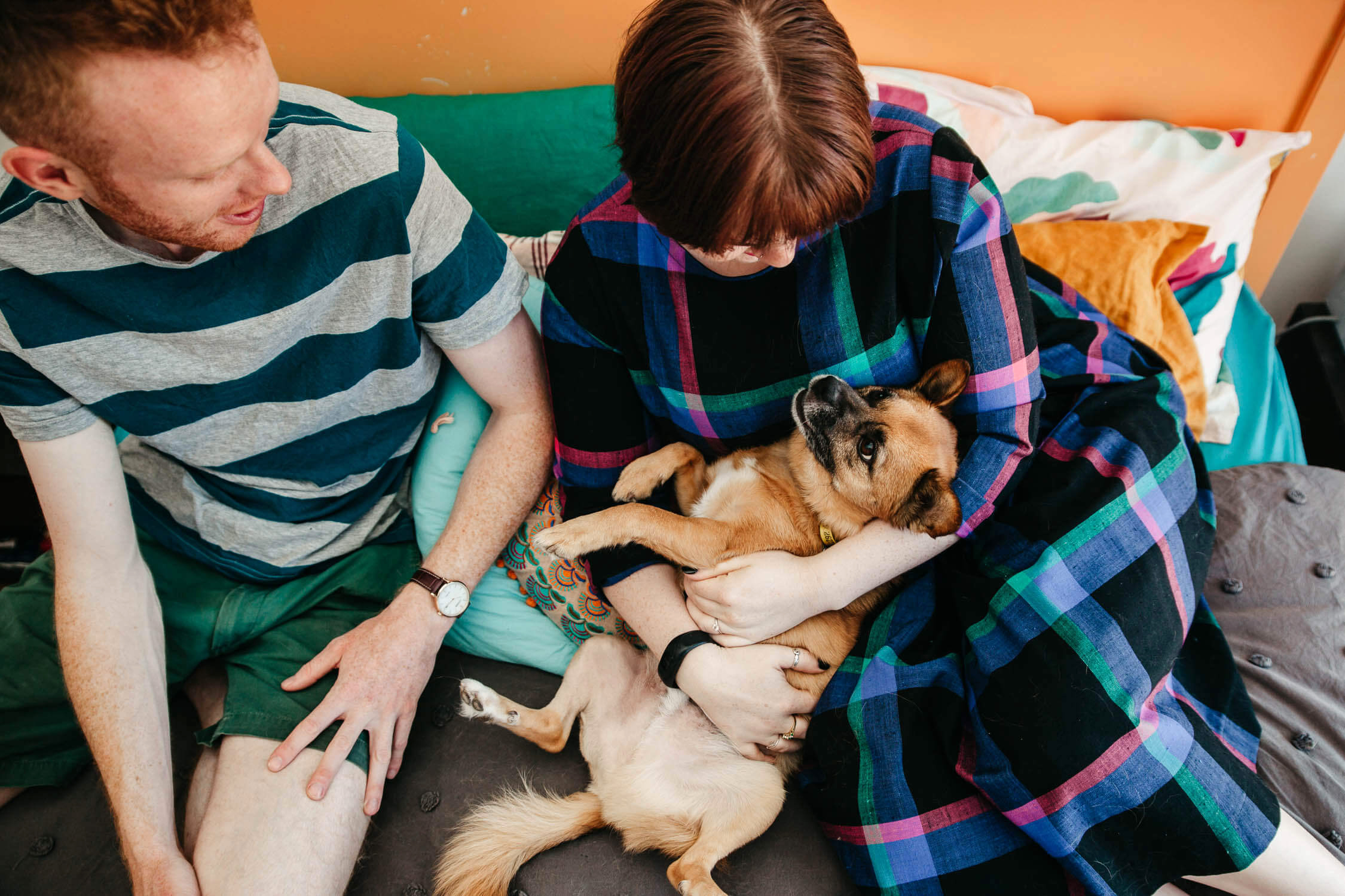 Family, Wedding & Newborn Photographer in Melbourne | Gill Juergens Photography | Engagement - in home photos with Diesel the dog | Gill Juergens Photography