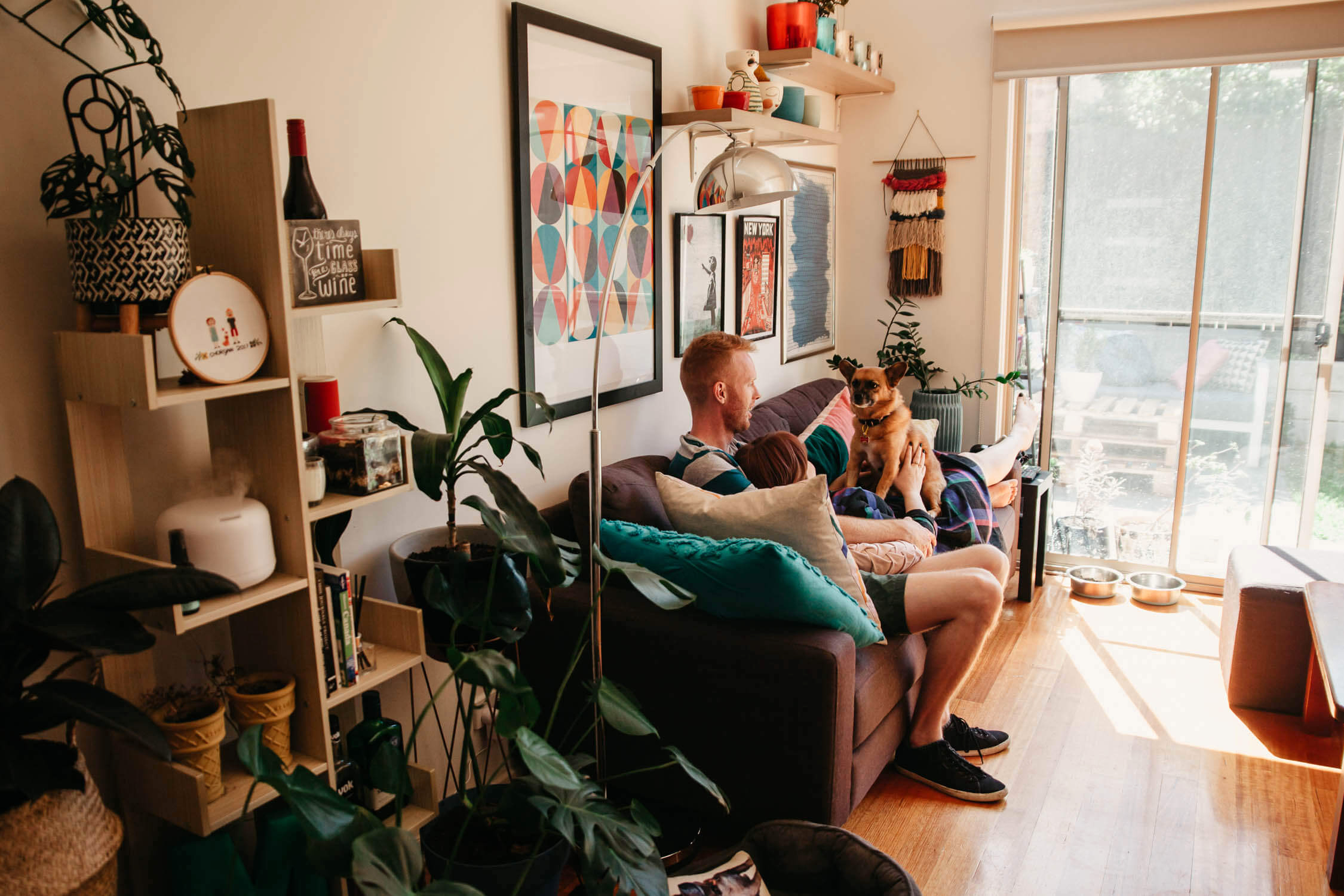 Family, Wedding & Newborn Photographer in Melbourne | Gill Juergens Photography | Engagement - in home photos with Diesel the dog | Gill Juergens Photography