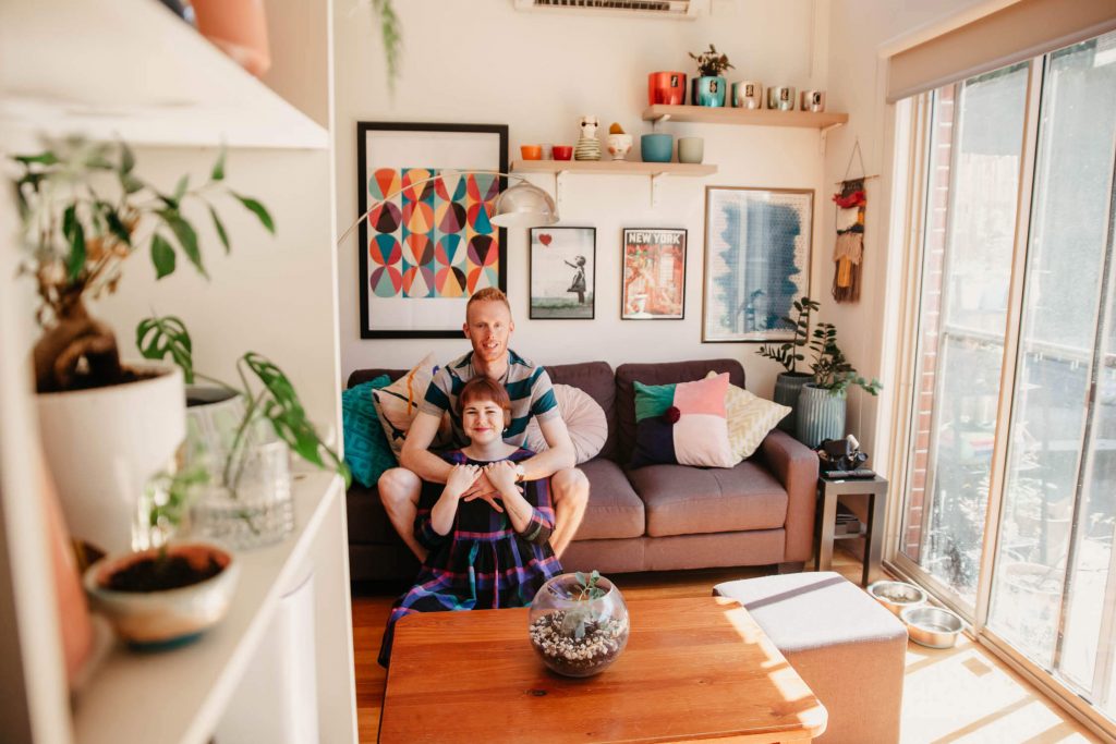 Family, Wedding & Newborn Photographer in Melbourne | Gill Juergens Photography | Engagement - in home photos with Diesel the dog | Gill Juergens Photography