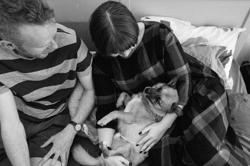 Family, Wedding & Newborn Photographer in Melbourne | Gill Juergens Photography | Engagement photos in Melbourne - in home photos with Diesel the dog | Gill Juergens Photography