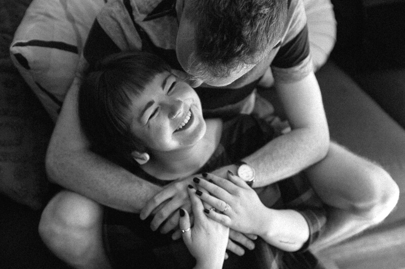 Family, Wedding & Newborn Photographer in Melbourne | Gill Juergens Photography | Engagement photos in Melbourne - in home photos with Diesel the dog | Gill Juergens Photography