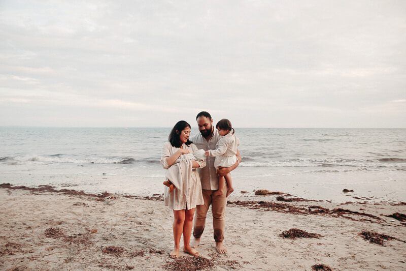 Family, Wedding & Newborn Photographer in Melbourne | Gill Juergens Photography | Outdoor newborn photos on the Mornington Peninsula coastline | Gill Juergens Photography